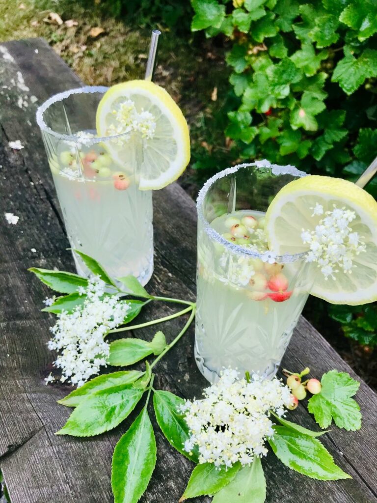 sommerdrink med hyldeblomst og gin