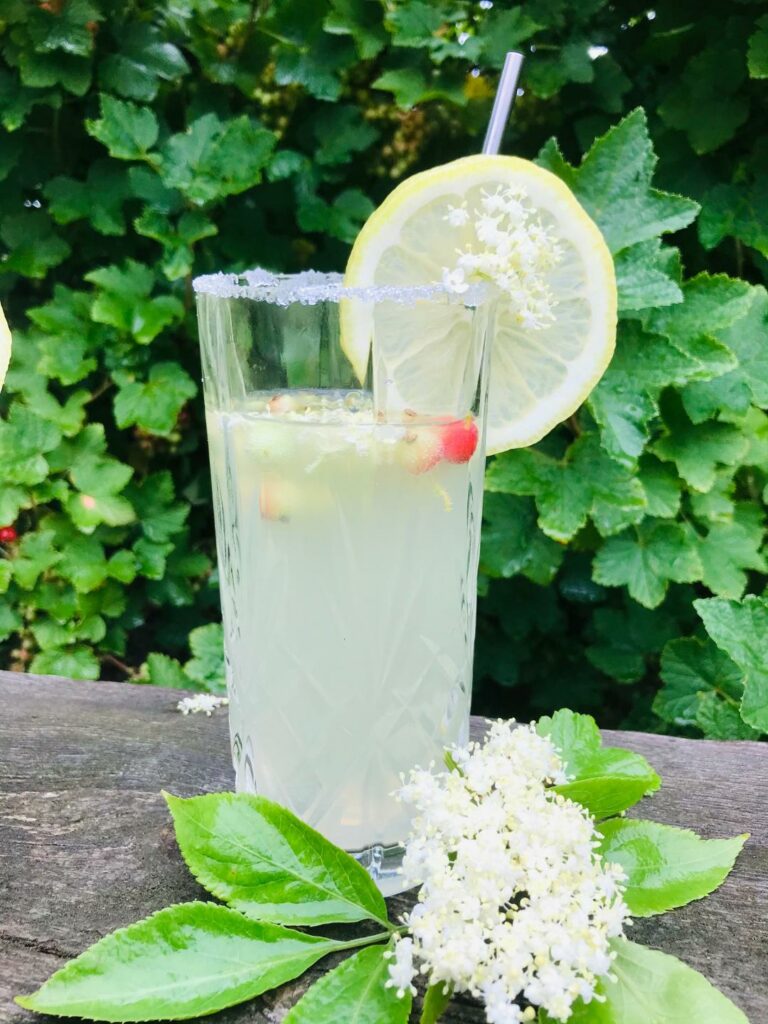 sommerdrink med hyldeblomst og gin